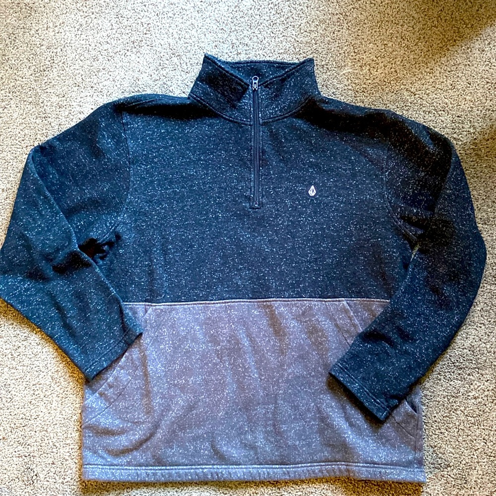 Volcom gray mens colorblocked 3/4 zip sweatshirt Sz M